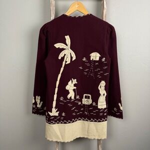 Vintage 50/60s Hispanic Mexican Souvenir Wool Hand Embroidered Jacket Small